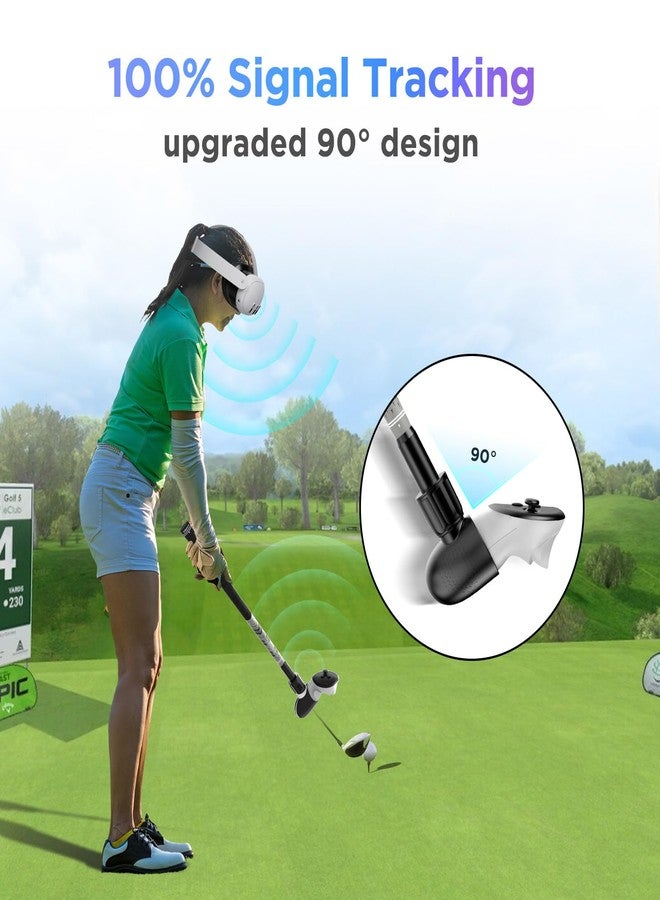 YOGES VR Golf Club Attachment Compatible with Meta Quest 3S/ Quest 3/ Oculus Quest 2 Controller, Non-Slip VR Golf Handle Grips 90 Degree Keep Tracking for Golf VR Games (ONLY for Right Controller) - Image 2