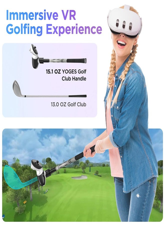 YOGES VR Golf Club Attachment Compatible with Meta Quest 3S/ Quest 3/ Oculus Quest 2 Controller, Non-Slip VR Golf Handle Grips 90 Degree Keep Tracking for Golf VR Games (ONLY for Right Controller) - Image 3
