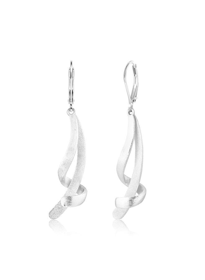 ALEXCRAFT 925 Sterling Silver Dangle Earrings, Hypoallergenic 14k Goldplated Long Twisted Brushed Double Lines Dangling Drop Earrings for Women Trendy Elegant Lightweight Statement Leverback Earring - Image 1