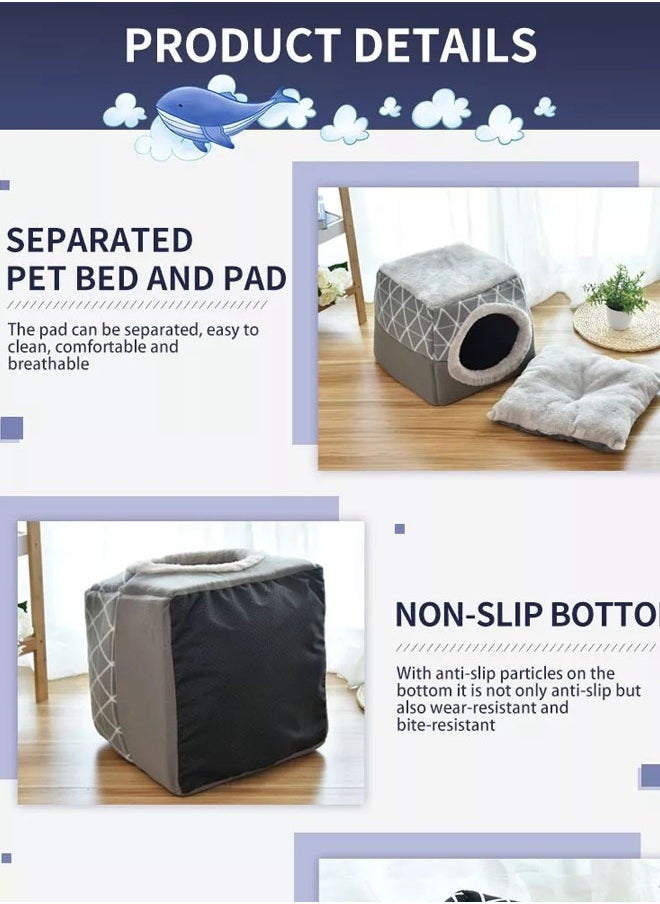Generic - Cat House Four Seasons Cat House Villa Enclosed Kennel House Pet Supplies - Image 1
