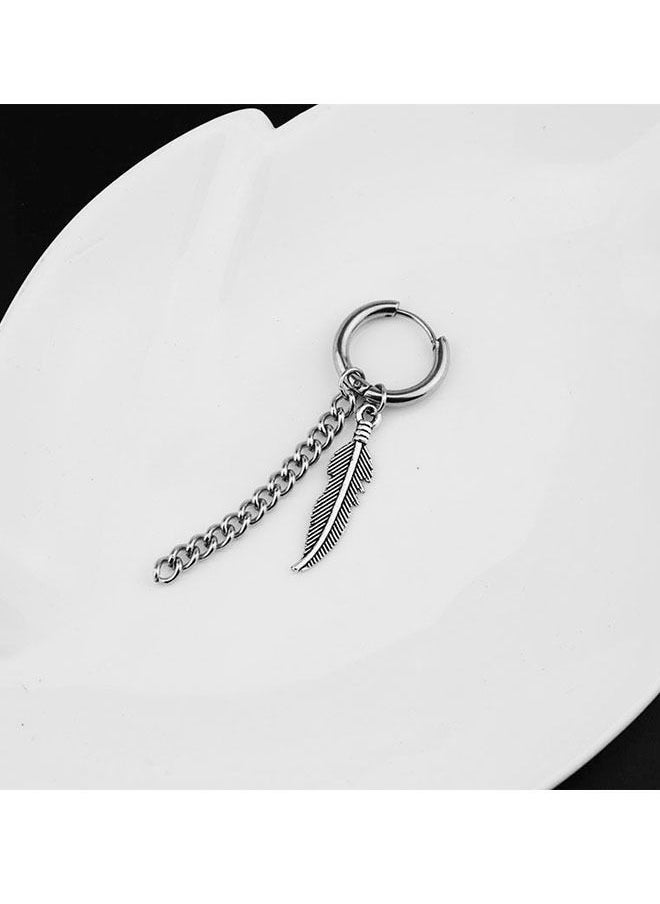 Generic - One Piece Bts Bulletproof Youth League Titanium Feather Chain Drop Earrings - Image 1