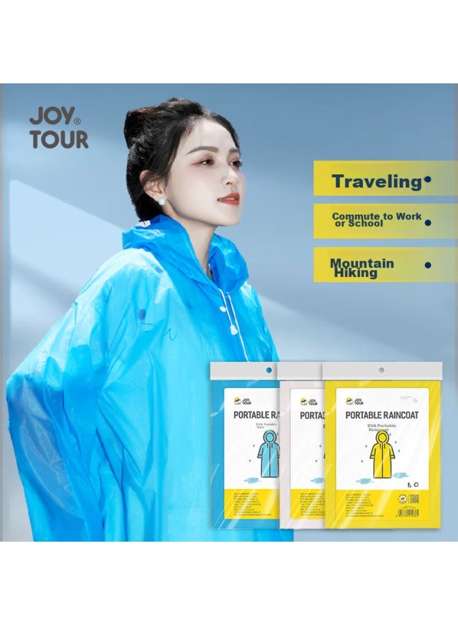 JOY TOUR Joytour Raincoat, Non-disposable, Adult Rain Poncho, Semi-transparent, Thickened, For Travel, Men And Women, Eva Long Style, Yellow - Image 1