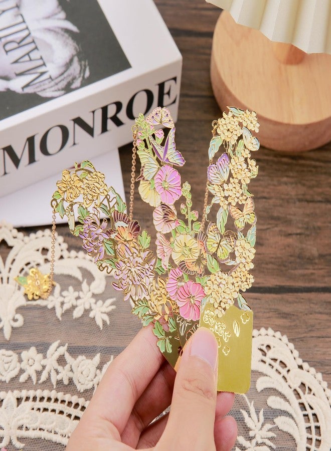 LEIWOOR Metal Bookmarks for Women, 3Pcs Gold Alloy Hollow Bookmark Set with Flower & Butterfly Design Elegant Book Accessories, Reading Gift for Her, Book Lovers Gift (C) - Image 5