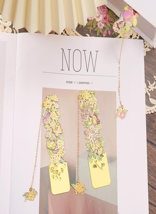 LEIWOOR Metal Bookmarks for Women, 3Pcs Gold Alloy Hollow Bookmark Set with Flower & Butterfly Design Elegant Book Accessories, Reading Gift for Her, Book Lovers Gift (C) - Image 4