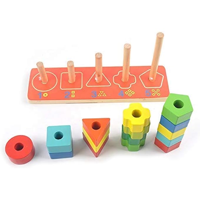 ألعاب stacking و sorting خشبية 3 في 1 للأطفال، ألعاب تحدي ذهنية للأطفال، ألعاب عقلية للأطفال، ألعاب خشبية للأطفال، ألعاب ألغاز مرحلة ما قبل المدرسة (3 في 1 متميزة) - Image 3