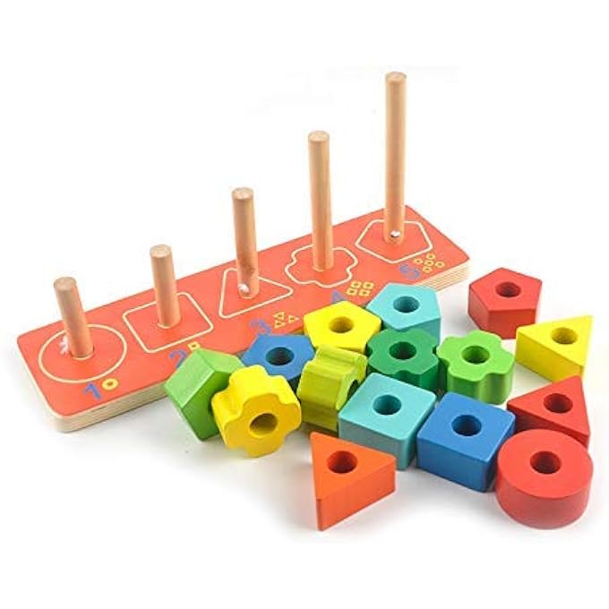 ألعاب stacking و sorting خشبية 3 في 1 للأطفال، ألعاب تحدي ذهنية للأطفال، ألعاب عقلية للأطفال، ألعاب خشبية للأطفال، ألعاب ألغاز مرحلة ما قبل المدرسة (3 في 1 متميزة) - Image 5