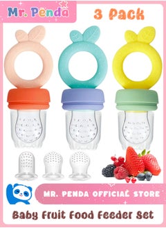 Mr. Penda 3Pcs Baby Fruit Feeder with 3 Sizes Silicone Nipples, 100% BPA-Free Food Feeder Set for Toddler Infant (Fruit Shape)  - Image 1