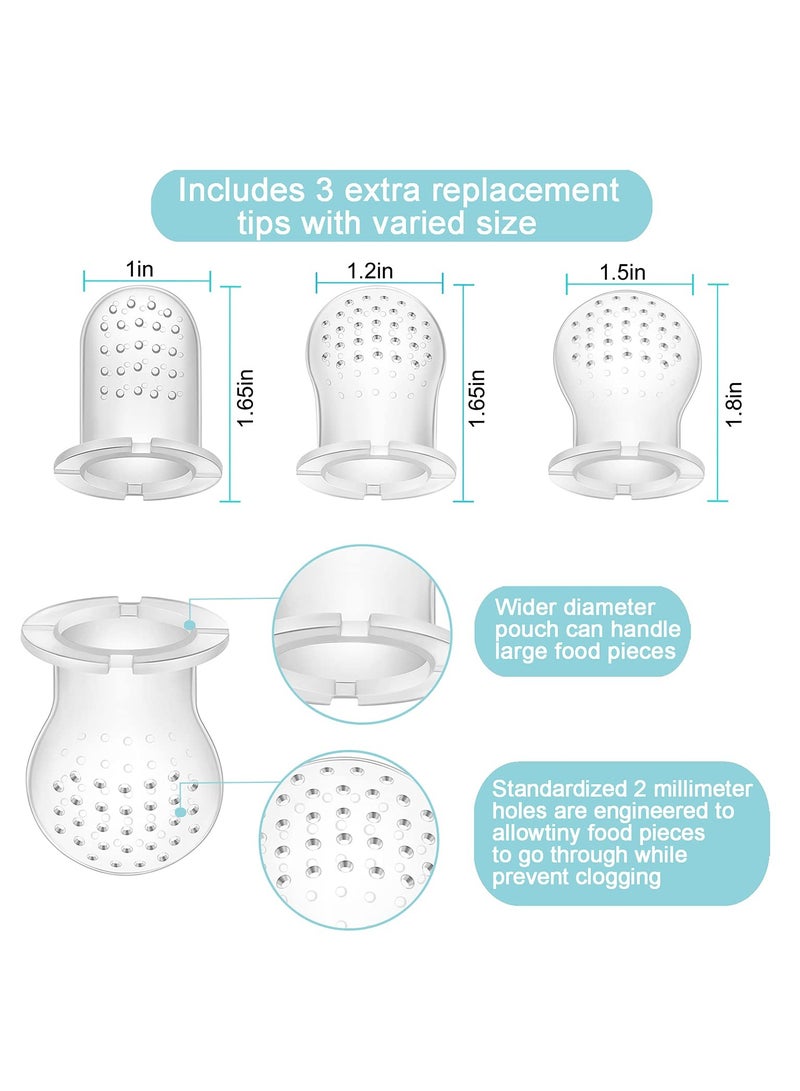 3Pcs Baby Fruit Feeder with 3 Sizes Silicone Nipples, 100% BPA-Free Food Feeder Set for Toddler Infant (Fruit Shape)
