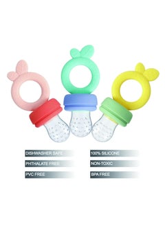 Mr. Penda 3Pcs Baby Fruit Feeder with 3 Sizes Silicone Nipples, 100% BPA-Free Food Feeder Set for Toddler Infant (Fruit Shape)  - Image 3