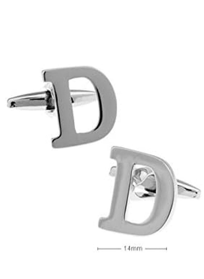 GROWSTEADY - Personalized Fashion English Letter D Shape Cufflinks Mens French Shirt Cufflinks For Wedding - Image 1