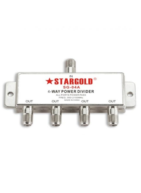 4 Way Power Divider for Satellite Signal Distribution with All Ports Power Pass