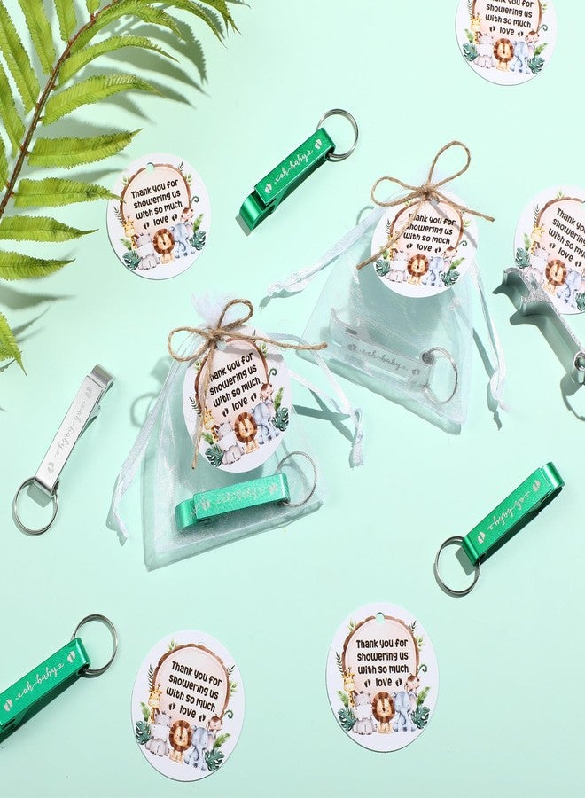 Ecation 50 Sets Woodland Baby Shower Favors for Guests 50 Bottle Openers 50 Thank Tags 50 Organza Bags with Twine Return Gift for Gender Reveal Safari Jungle Party Girl Boy - Image 4