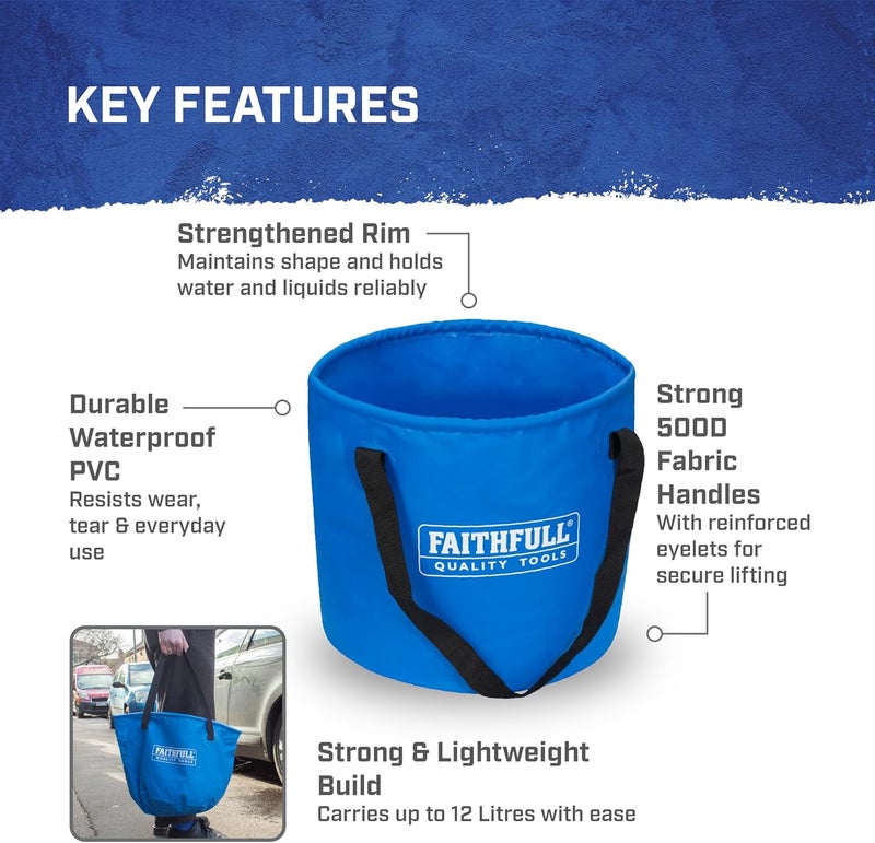 Faithfull دلو فايثفل القابل للطي المضاد للماء سعة 20 لترًا 320x270 مم - Image 4