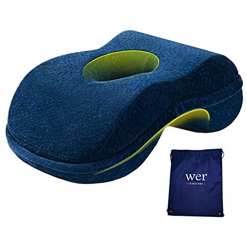 WOWSEA Soft Nap Donut Pillow, Ergonomic Memory Cotton Wedge Pillow for Sleeping, Slow Rebound Desk Nap Pillow (Slightly Hard) for Slender Ladies & Teenagers, Comfortable Washable Velvet Cover - Image 1