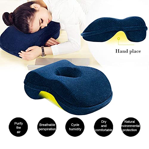 WOWSEA Soft Nap Donut Pillow, Ergonomic Memory Cotton Wedge Pillow for Sleeping, Slow Rebound Desk Nap Pillow (Slightly Hard) for Slender Ladies & Teenagers, Comfortable Washable Velvet Cover - Image 2