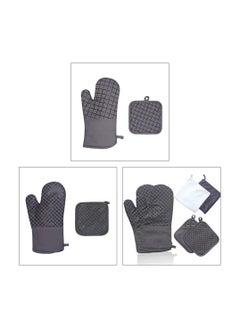 Oven Mitts and Pot Holders Sets, 550°F High Heat Resistant Oven Mitts with Kitchen Towels Thick Cotton Oven Gloves with Non-Slip Silicone for Cooking and Baking (6Pcs, Dark Gray Small Grid) - pzsku/ZE61E79AE6C3213D8D7E4Z/45/_/1706667994/e3c08103-317b-4ee1-ac20-fb2394c8d0ad