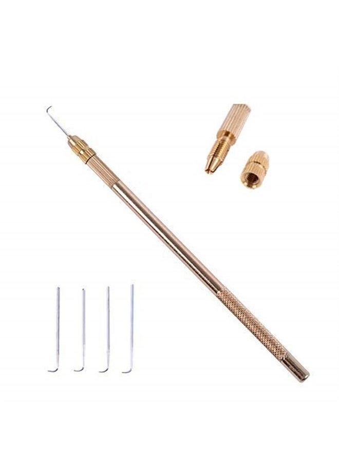 yantaisiyu 4 pcs Ventilating Needles +1 Brass Holder for Lace Wig Needle  - Image 1