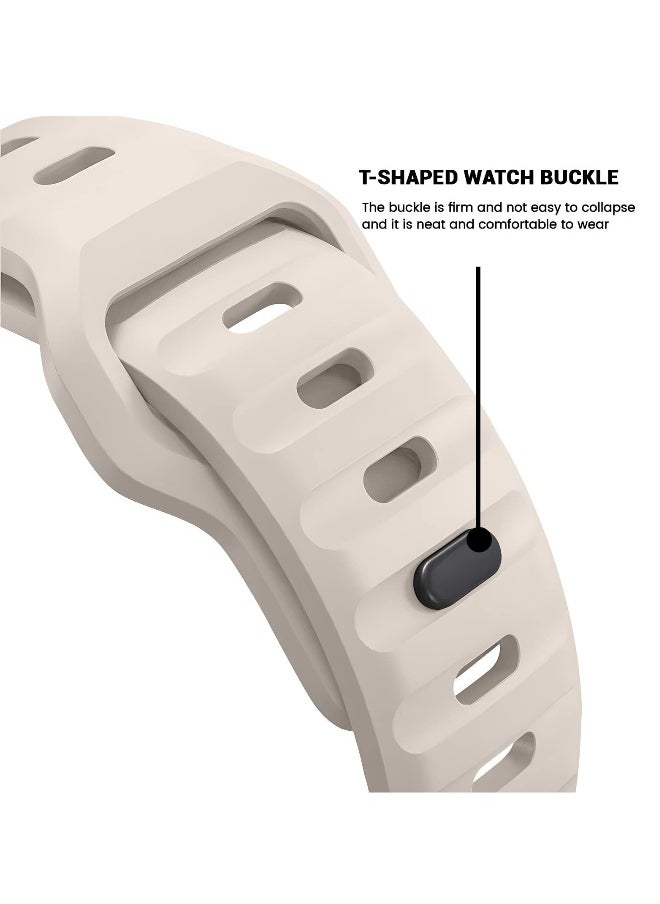 Generic - Compatible with Apple Watch Band 49mm 46mm 45mm 44mm 42mm Bands for Men Women, Unique Rugged Design Silicone Wristband Strap for iWatch Ultra 2/1 Series 10/9/8/7/6/5/4/3/2/1/SE Starlight - Image 1