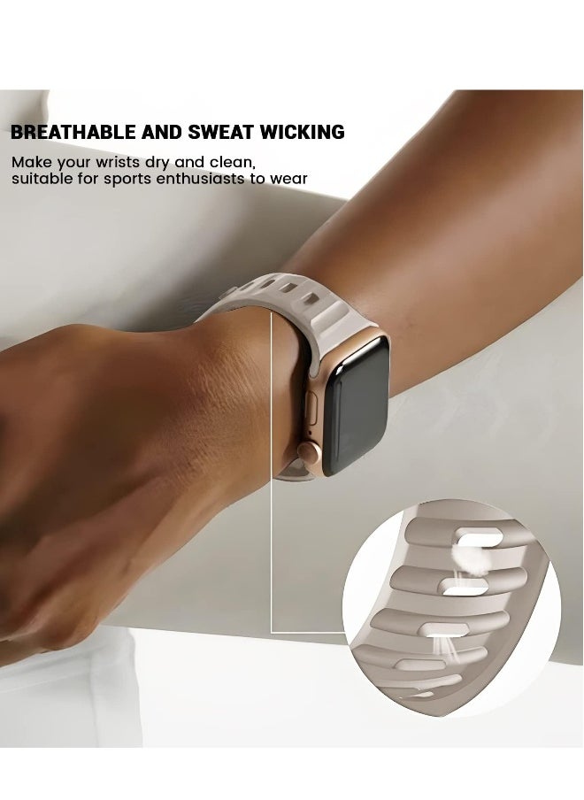 Generic - Compatible with Apple Watch Band 49mm 46mm 45mm 44mm 42mm Bands for Men Women, Unique Rugged Design Silicone Wristband Strap for iWatch Ultra 2/1 Series 10/9/8/7/6/5/4/3/2/1/SE Starlight - Image 1