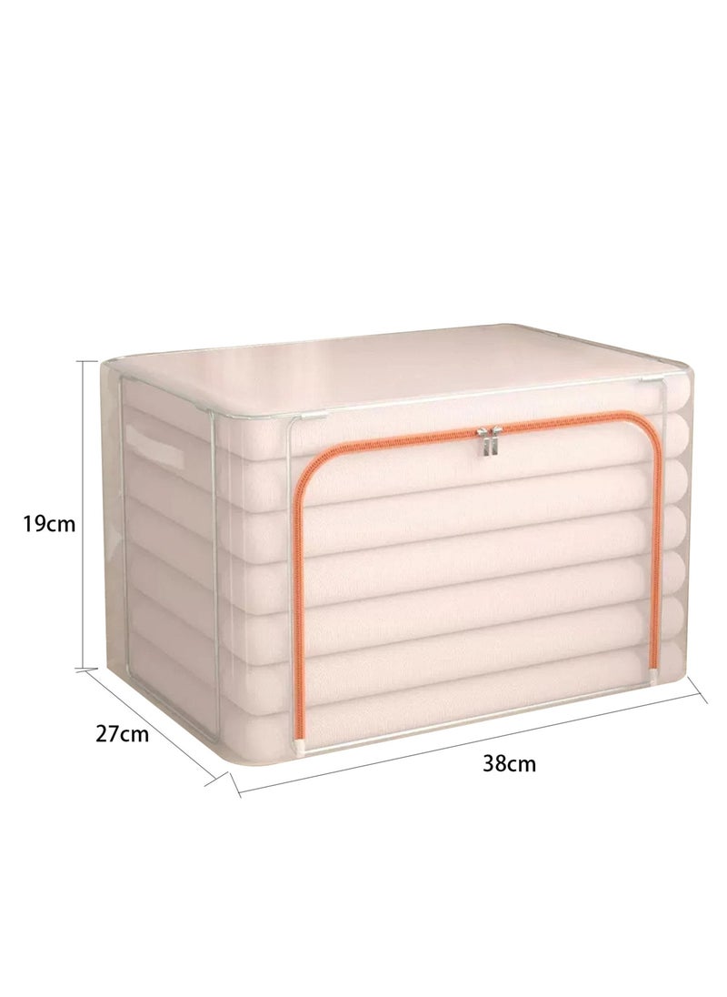 2 Pack Foldable Stackable Large Capacity Clear Clothes Storage, Drawer Storage Organizer, Closet Organizer Basket, Cloth Container Bins with Metal Frame, Clear Window