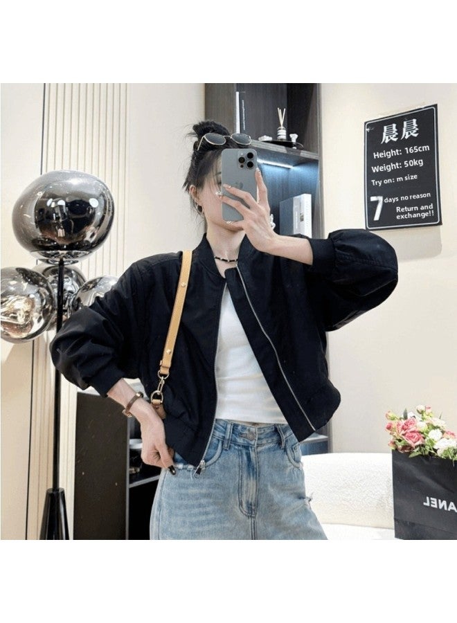 Early Autumn Women's Short All-match Casual Jacket Top Small Simple Fashion Collar Baseball Suit Sports Jacket Trendy 