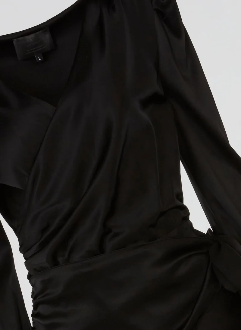 PHILIPP PLEIN Black Surplice Mini Dress