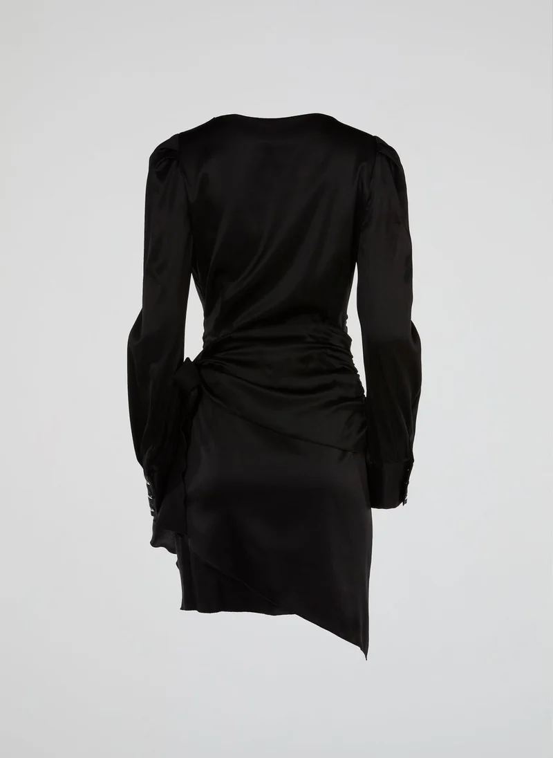 PHILIPP PLEIN Black Surplice Mini Dress