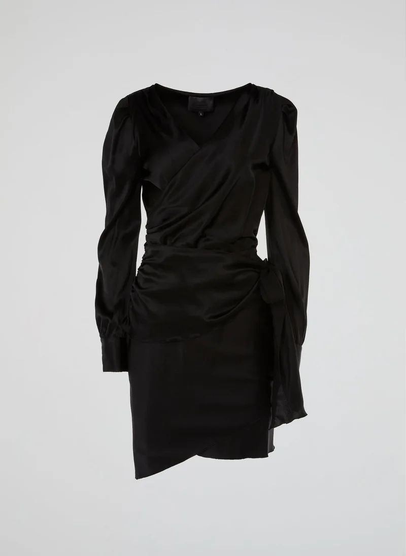 PHILIPP PLEIN Black Surplice Mini Dress