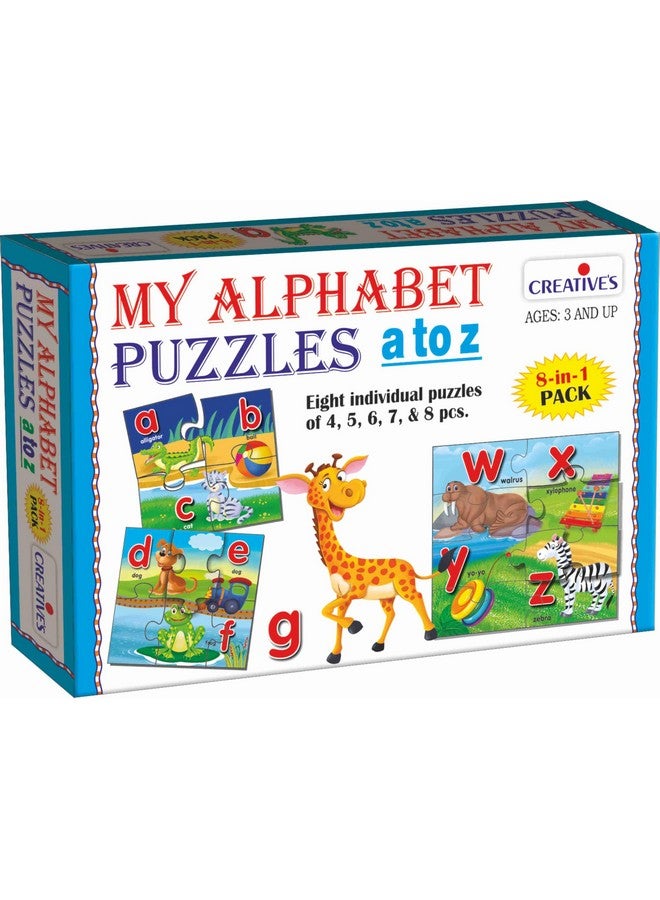 كرييتفز ألغاز أبجديتي من الألف إلى الياء من Creative's | ألغاز تعليمية | ألغاز أبجدية من الألف إلى الياء | العب وتعلم | 4-8 قطع ألغاز مع ملصق أبجدي | 8 ألغاز فردية | للأطفال من سن 3 سنوات فما فوق - Image 1