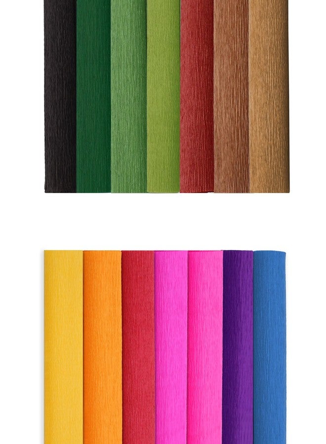 Miuezuth Crepe Paper Flower DIY 14 Colors, 9.8 x 98 Inch Wide Paper for Gift Wrapping, Crafts, Flower Birthday Parties Weddings Festival Decoration (Multiple Colors 1) - Image 1