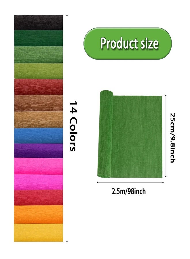 Miuezuth Crepe Paper Flower DIY 14 Colors, 9.8 x 98 Inch Wide Paper for Gift Wrapping, Crafts, Flower Birthday Parties Weddings Festival Decoration (Multiple Colors 1) - Image 2