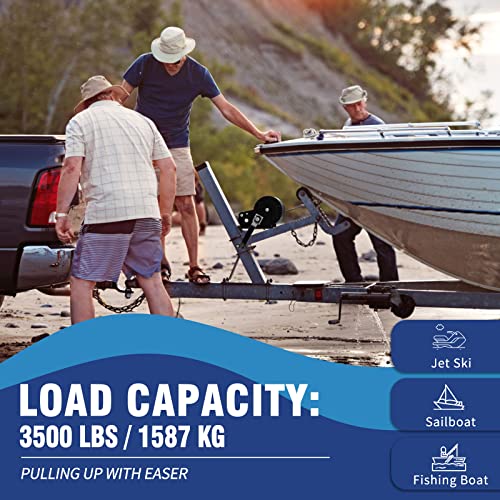 SPARKWHIZ Boat Trailer Winch Hand Winch 3500lbs Heavy Duty Hook with 33ft (10m) Polyester Strap Hand Crank Winch, Two Way Ratchet Boat Winch for Trailer Truck ATV Boat - Image 2