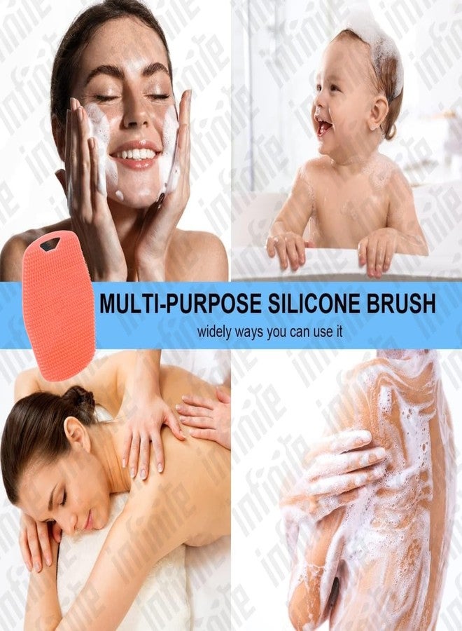 InfiniteEshop Silicone Body Scrubber for Bath | Exfoliating Body Brush with Soft Bristles & Non-Slip Handle | Deep Cleansing Bath Brush for Men & Women (Carmine Pink) - Image 4