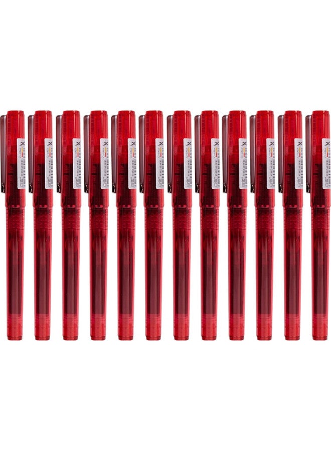 Snowhite X66 Direct Liquid Rollerball Pen, Teacher'S Correction Pen, Full Needle Tube Gel Pen, Signature Pen, Red Ink, 0.5Mm, 12 Pens/Box - Image 1