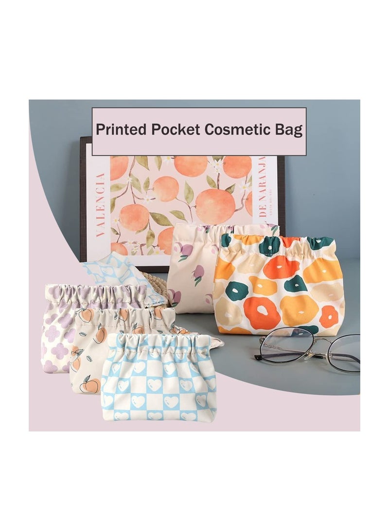 3Pcs Lambskin Pocket Cosmetic Bag Flower Portable Mini Lipstick Storage Bag Waterproof Leather Squeeze Self Closing No Zipper Portable Travel Makeup Pouch - Image 2