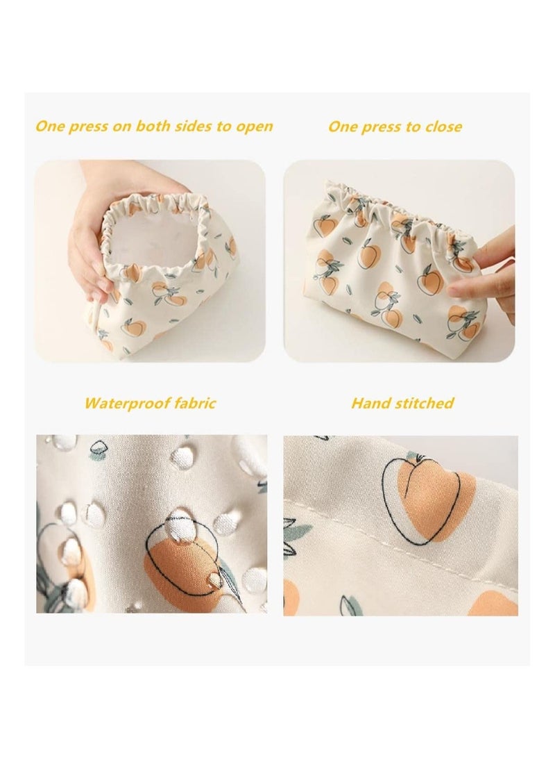 3Pcs Lambskin Pocket Cosmetic Bag Flower Portable Mini Lipstick Storage Bag Waterproof Leather Squeeze Self Closing No Zipper Portable Travel Makeup Pouch - Image 3