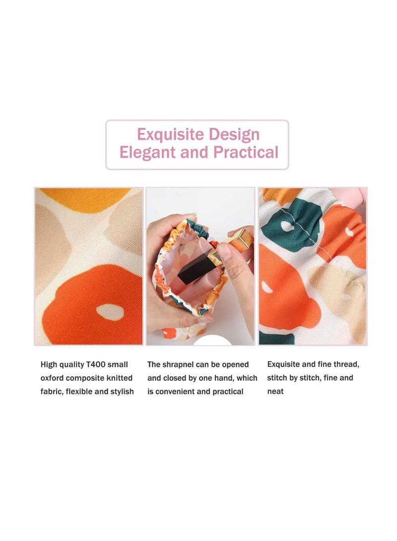 3Pcs Lambskin Pocket Cosmetic Bag Flower Portable Mini Lipstick Storage Bag Waterproof Leather Squeeze Self Closing No Zipper Portable Travel Makeup Pouch - Image 5