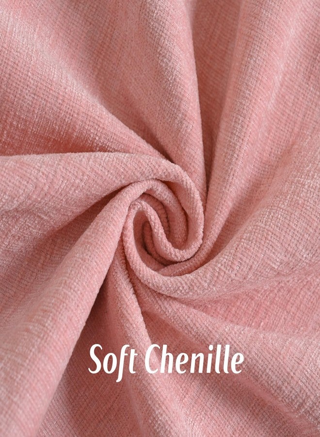 FUTEI Soft Cozy Pink Chenille Decorative Throw Pillow Covers 18x18 Inch Set of 2,Double Stitch Scalloped Bordered Cushion Case,Modern Home Decor for Couch Bed Living Room - Image 2