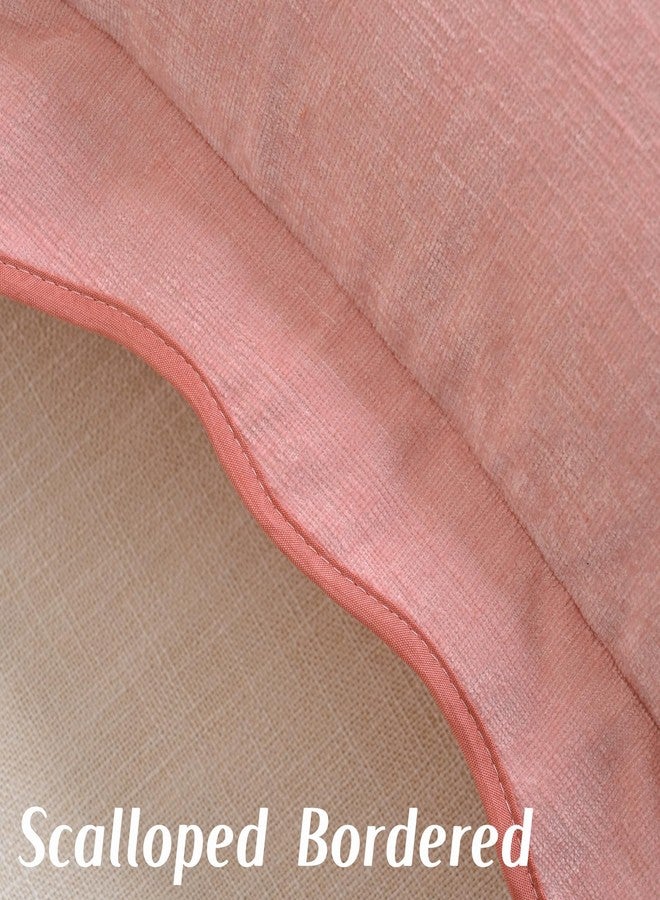 FUTEI Soft Cozy Pink Chenille Decorative Throw Pillow Covers 18x18 Inch Set of 2,Double Stitch Scalloped Bordered Cushion Case,Modern Home Decor for Couch Bed Living Room - Image 3