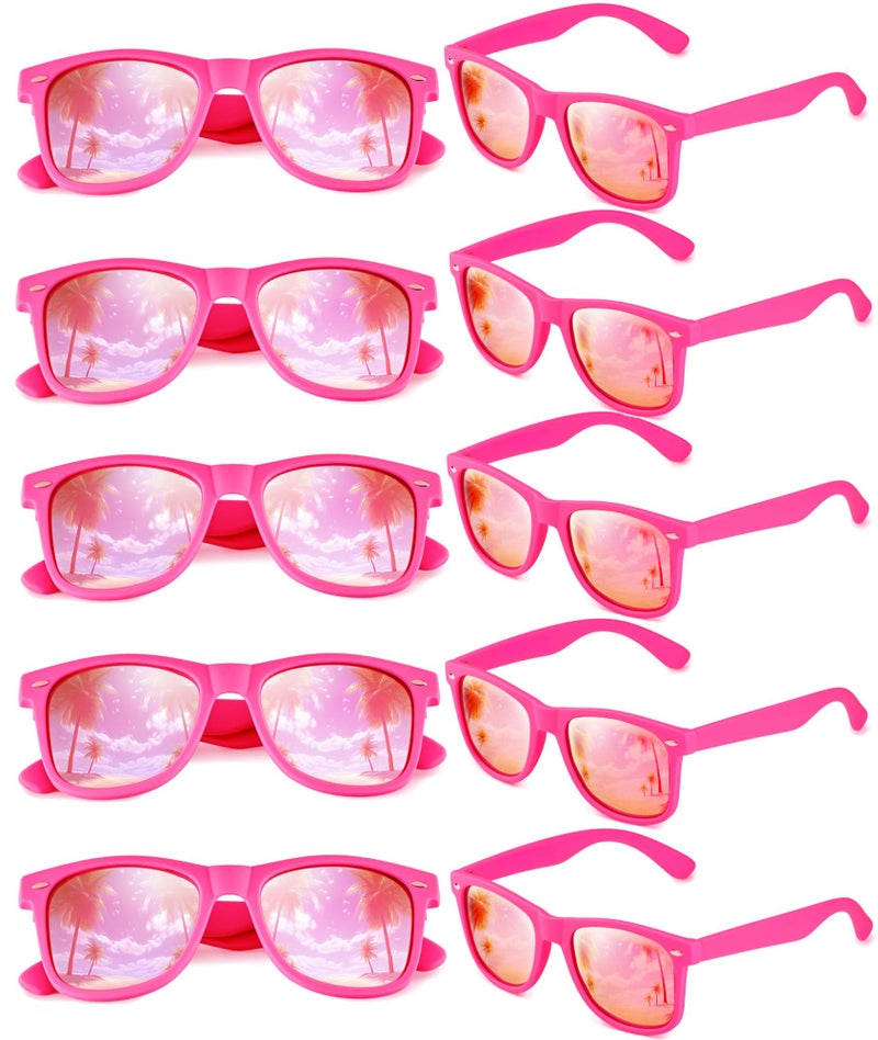 Fsmiling Hotpink Sunglasses Bulk Adult Party Sunglasses 80s Shades Pack for Men Women Valentine's Day UV400 Protection-10Pack - Image 1