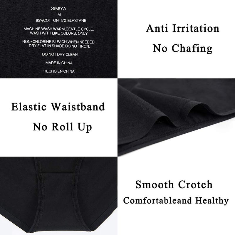 SIMIYA 7 Pack Womens Underwear Comfort Breathable Bikini Panties,Medium Black - Image 5