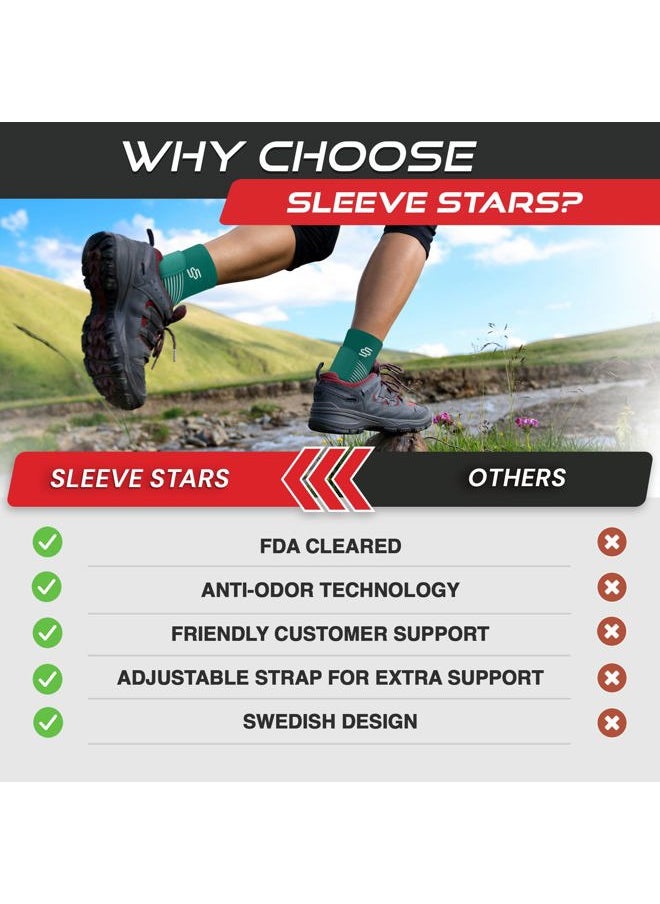 SS SLEEVE STARS Sleeve Stars Ankle Brace for Sprained Ankle, Plantar Fasciitis Relief Ankle Support for Women, Ankle Compression Sleeve w/ Strap (Pair/Turquoise)  - Image 4
