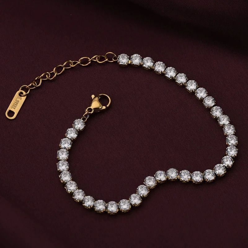 بالموناس PALMONAS Diamond Affair Tennis Bracelet for Women | 18K Gold Plated, Waterproof & Anti-Tarnish