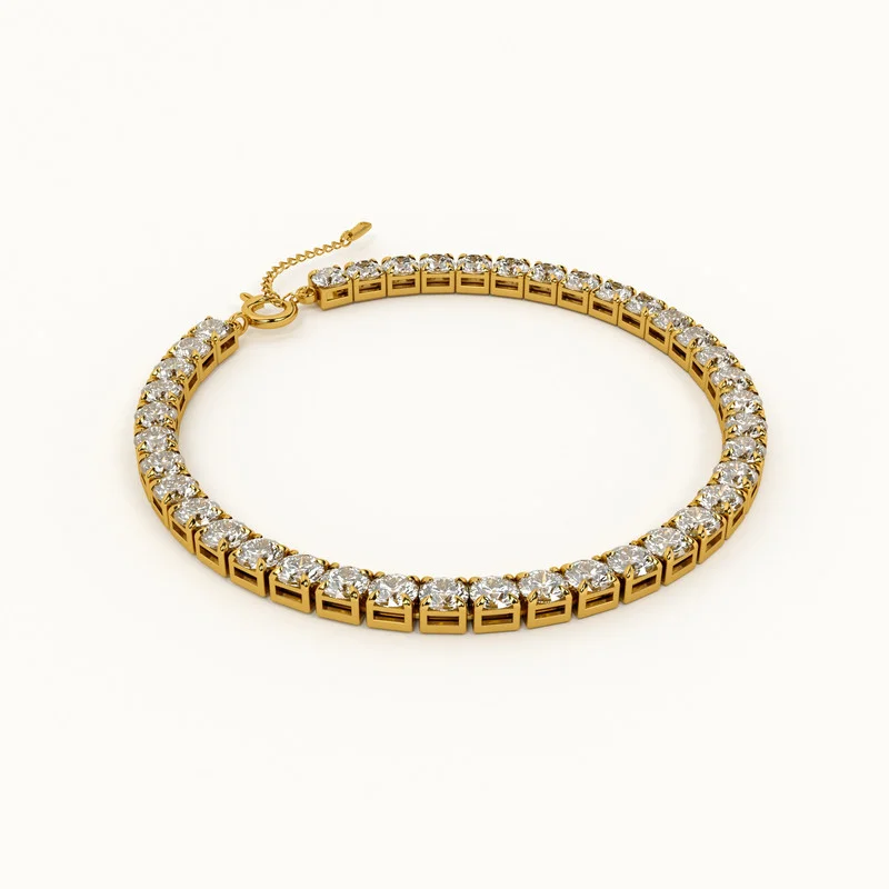 بالموناس PALMONAS Diamond Affair Tennis Bracelet for Women | 18K Gold Plated, Waterproof & Anti-Tarnish