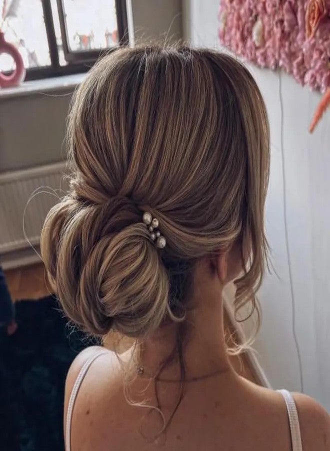 DORMITORRY Gold Pearl Hair Accessories, Handmade Hair Pins for Brides, Bridesmaids, and Formal Events, Bridal Bobby Pins for Weddings, Prom, or Special Occasions, Juda Clip - Pack Of 5. - Image 3