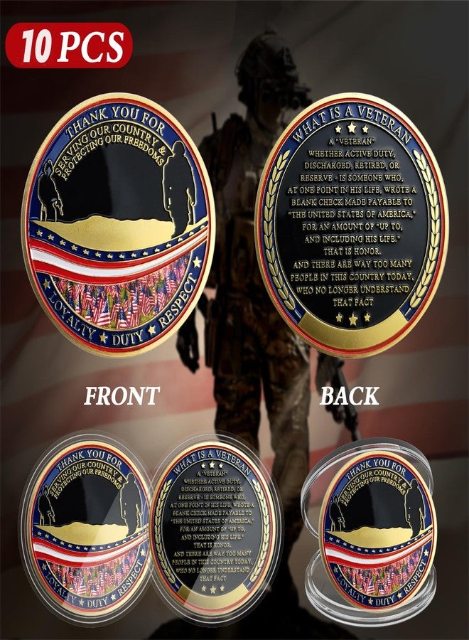 ASmileIndeep 10 Pcs Military Challenge Coins - Thank You for Your Service Military Coins - Bulk Military Appreciation Coins Veterans Gifts for Men Women Army Veterans Presents - Image 2