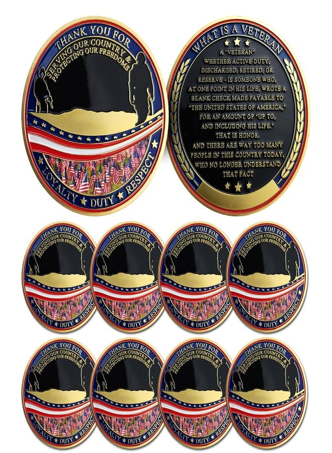 ASmileIndeep 10 Pcs Military Challenge Coins - Thank You for Your Service Military Coins - Bulk Military Appreciation Coins Veterans Gifts for Men Women Army Veterans Presents - Image 1