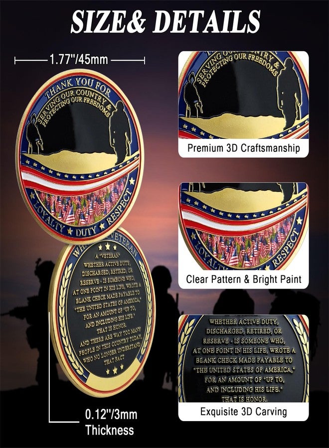 ASmileIndeep 10 Pcs Military Challenge Coins - Thank You for Your Service Military Coins - Bulk Military Appreciation Coins Veterans Gifts for Men Women Army Veterans Presents - Image 3