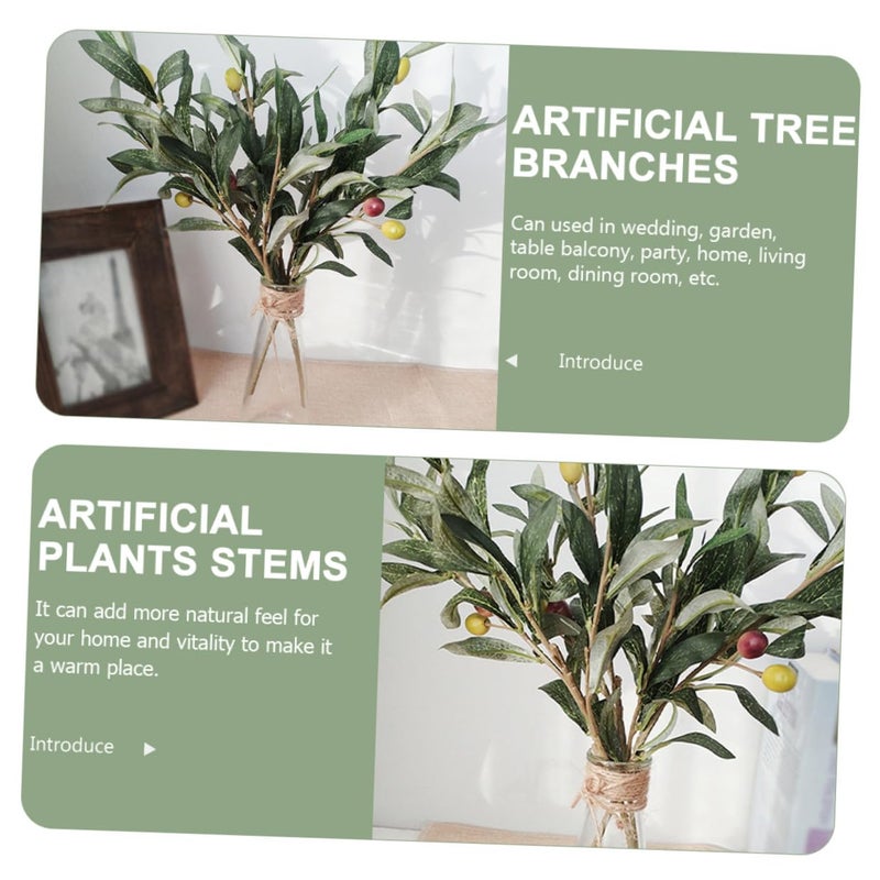 4Pcs Artificial Olive Branches with Fruits for Wedding Table Centerpiece Home Office Decor - Image 4