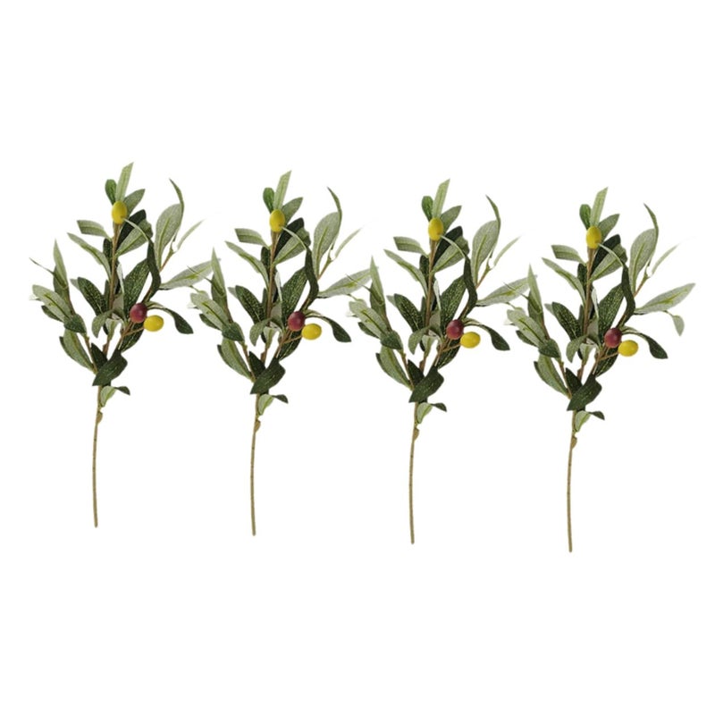 4Pcs Artificial Olive Branches with Fruits for Wedding Table Centerpiece Home Office Decor - Image 2